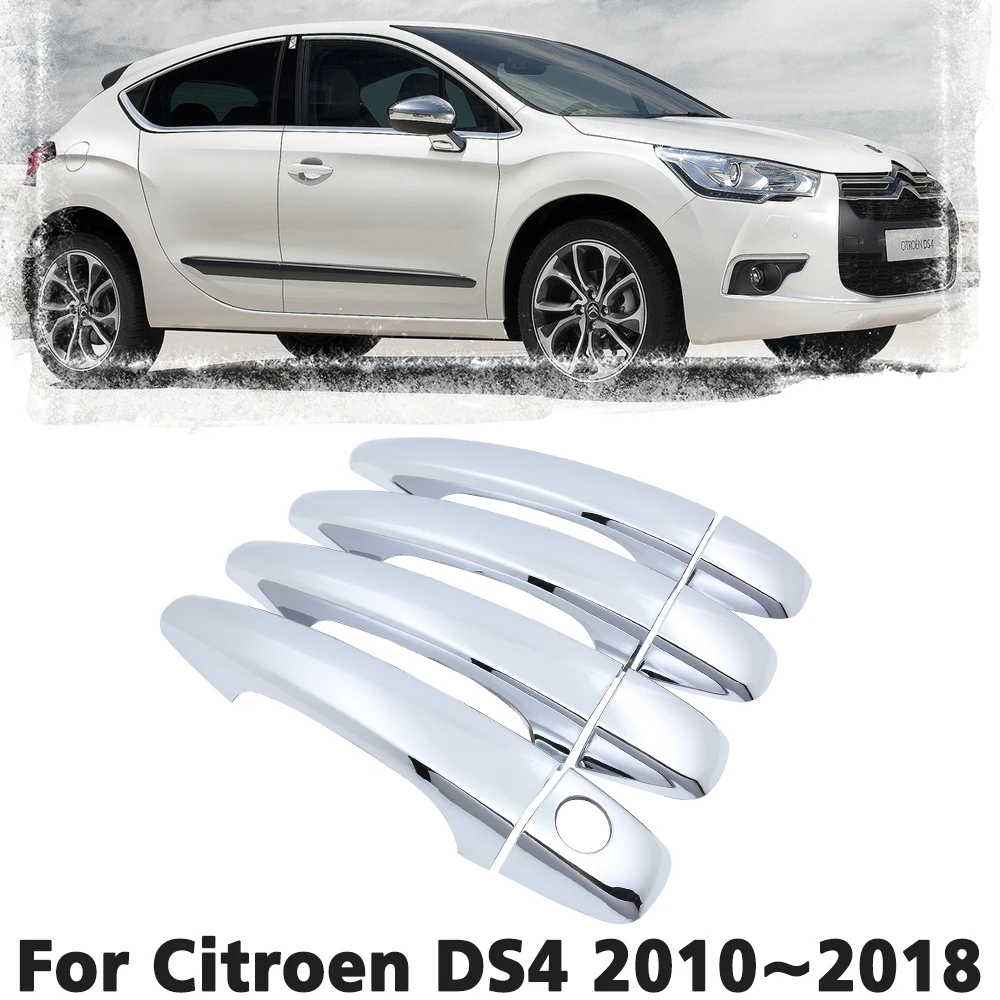Luxusné chrome dverí rukoväť kryt výbava ochranný kryt Pre Citroen DS4 DS 4 2010~2018 Auto príslušenstvo nálepky 2011 2012 2013 3