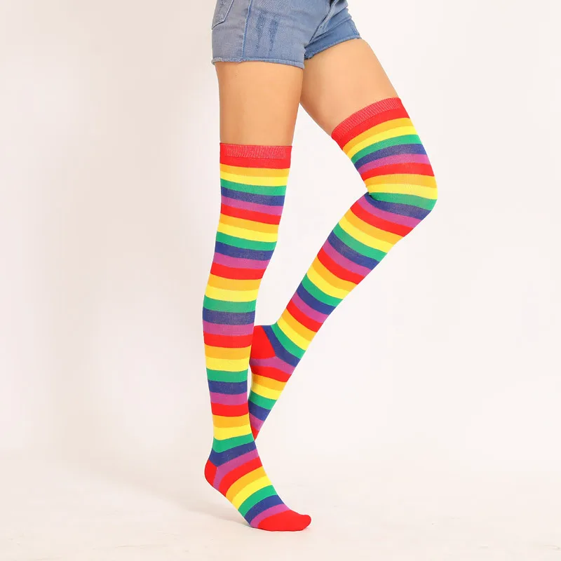 Nová Dúha Nad Kolená, Pančuchy Červené Farebné Ponožky Rainbow Pruhy Dlhé Trubice Nad Kolená Ponožky Rozšírené 1