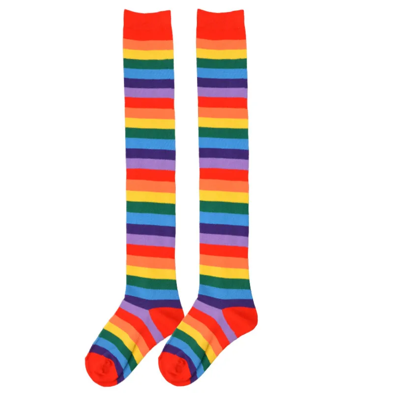 Nová Dúha Nad Kolená, Pančuchy Červené Farebné Ponožky Rainbow Pruhy Dlhé Trubice Nad Kolená Ponožky Rozšírené 2