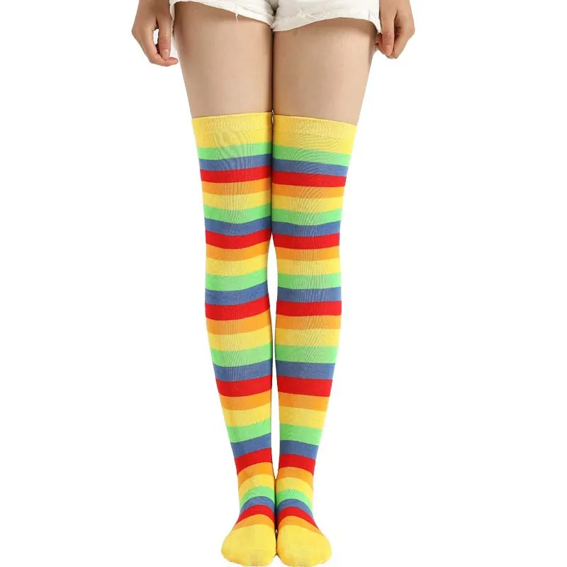 Nová Dúha Nad Kolená, Pančuchy Červené Farebné Ponožky Rainbow Pruhy Dlhé Trubice Nad Kolená Ponožky Rozšírené 3
