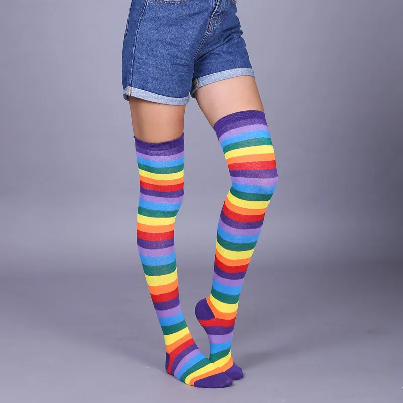 Nová Dúha Nad Kolená, Pančuchy Červené Farebné Ponožky Rainbow Pruhy Dlhé Trubice Nad Kolená Ponožky Rozšírené 4