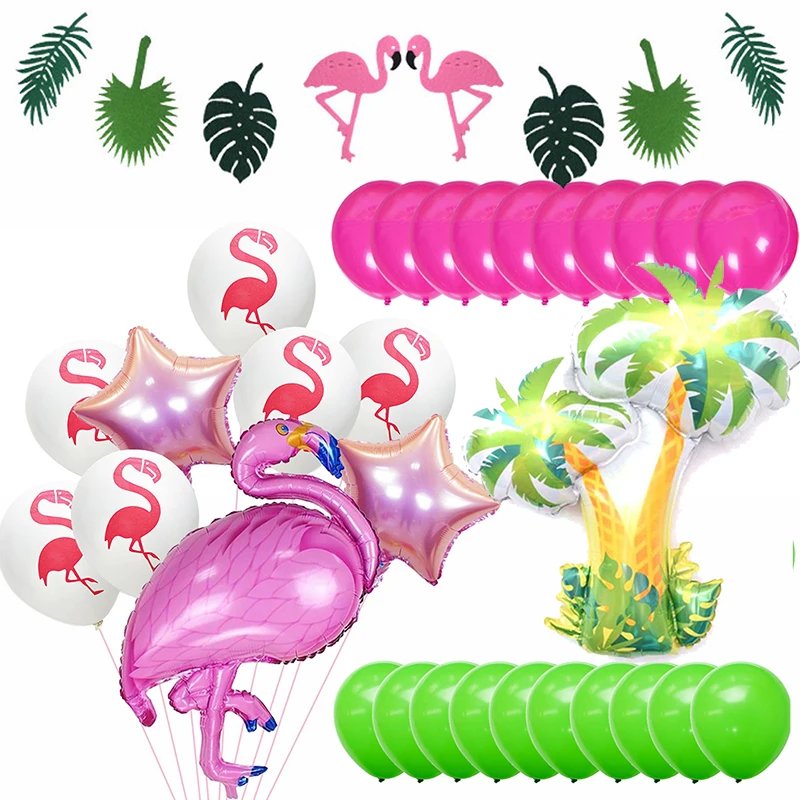 Havajská Párty Dekorácie Luau Narodeninovej Party Dodávky ALOHA Banner Tropické Listy Balóny Slamky na Pitie pre Letné Strana 2
