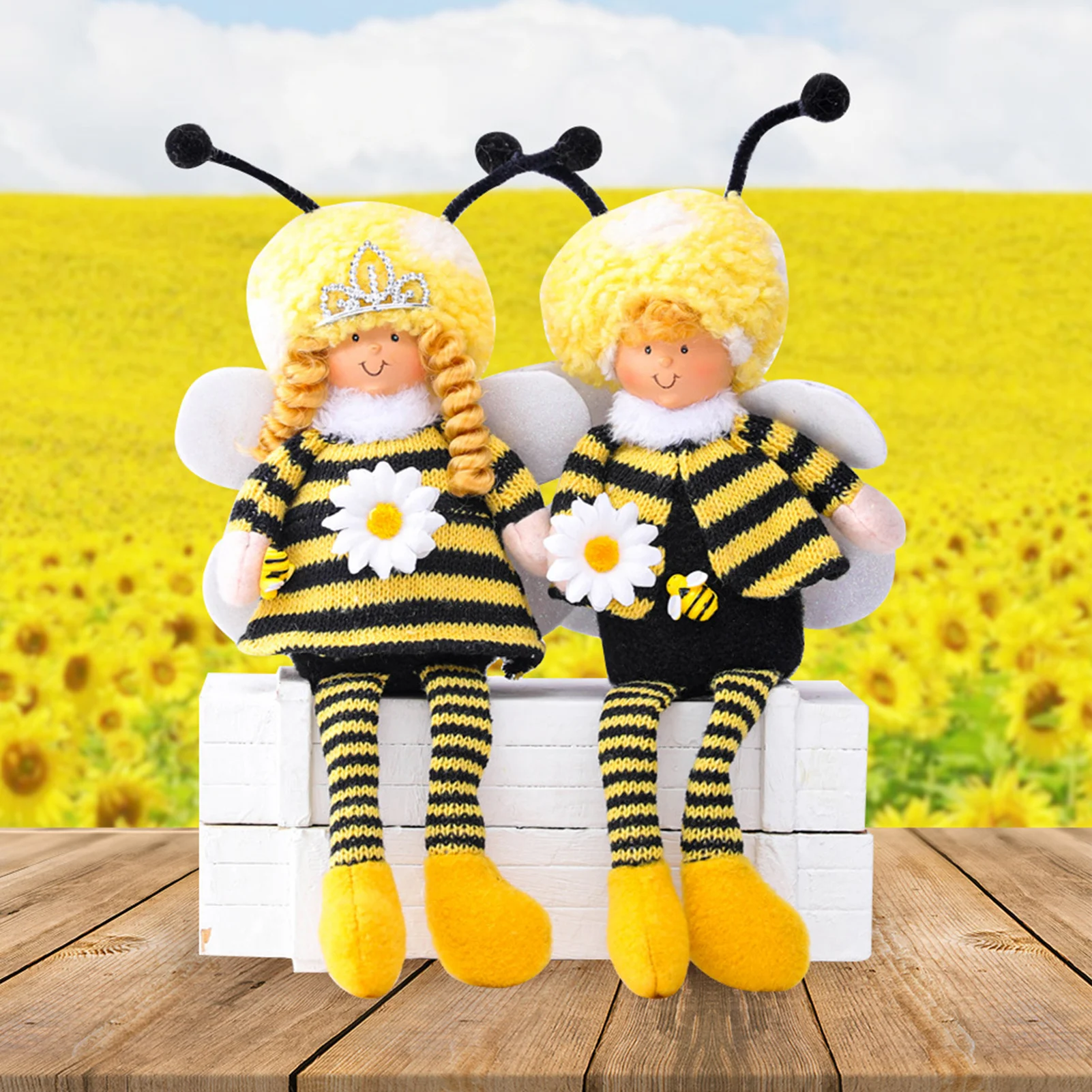 Veľkonočné Honey Bee Bábika Plnené Bee Plushie Domov Dieťa Nohy Statku Festival Dekor Ozdoby Visiace Zariadených Tabuľka Veci 5