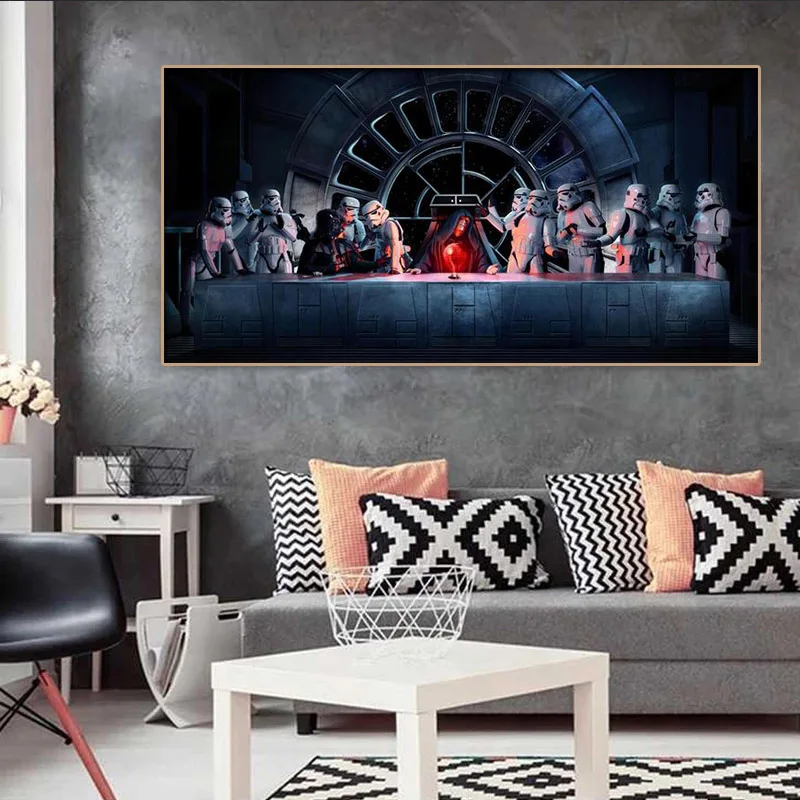 Posledná Večera Star Wars Darth Vader Storm Trooper Wall Art Plátno Na Maľovanie Plagátu A Obrázok Pre Obývacia Izba Domova Cudros 2