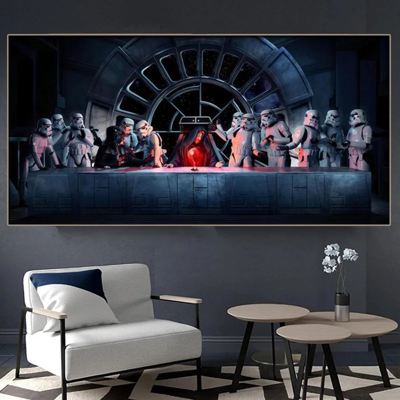 Posledná Večera Star Wars Darth Vader Storm Trooper Wall Art Plátno Na Maľovanie Plagátu A Obrázok Pre Obývacia Izba Domova Cudros 3