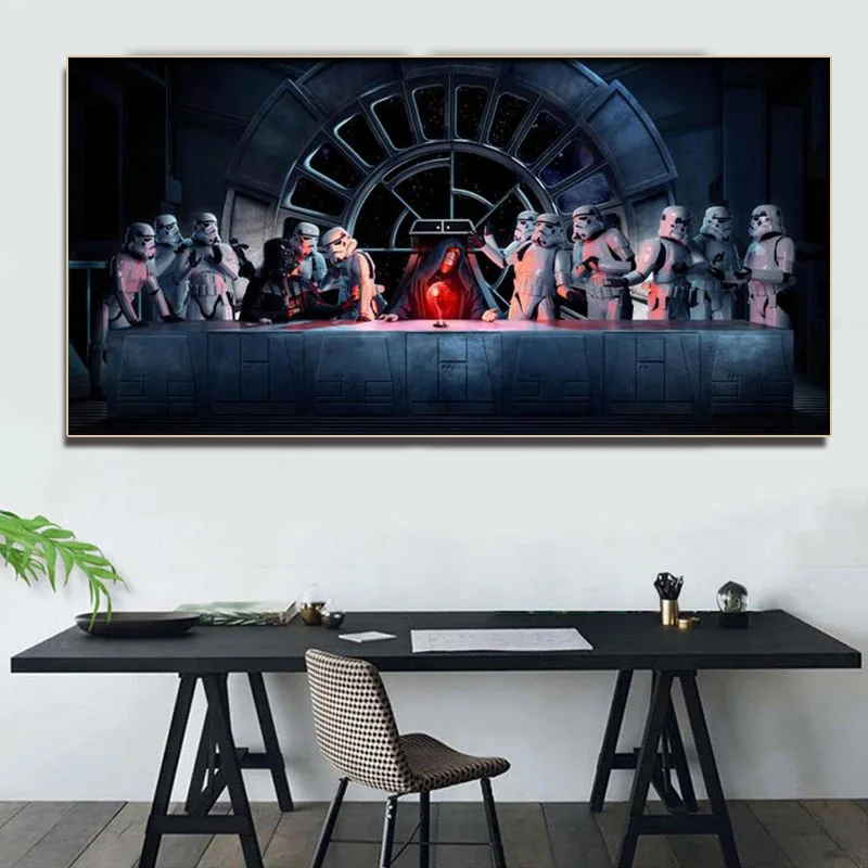 Posledná Večera Star Wars Darth Vader Storm Trooper Wall Art Plátno Na Maľovanie Plagátu A Obrázok Pre Obývacia Izba Domova Cudros 4