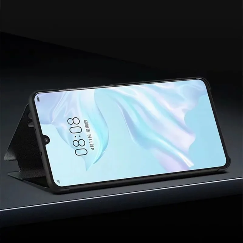 Pre Huawei P30 Prípade PU Kože Flip Smart Touch View Window Kryt Na Huawei P30 Pro P20 Pro Telefón Tašky Prípade Coque Fundas 3