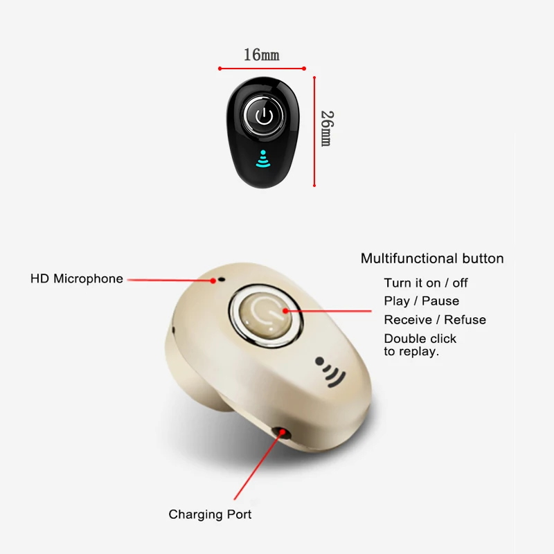 Mini Neviditeľné Ture Bezdrôtové Slúchadlá do uší Potlačením Hluku Bluetooth Handsfree Slúchadlá Stereo Headset TWS Slúchadlá S Mikrofónom 1