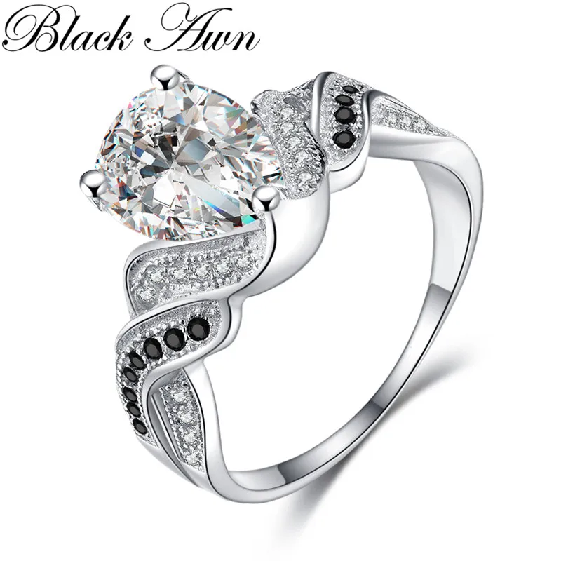 BLACK AWN 2021 Nové Originálne 925 Sterling Silver Šperky Námestie Zásnubné Prstene pre Ženy Darček C366 1