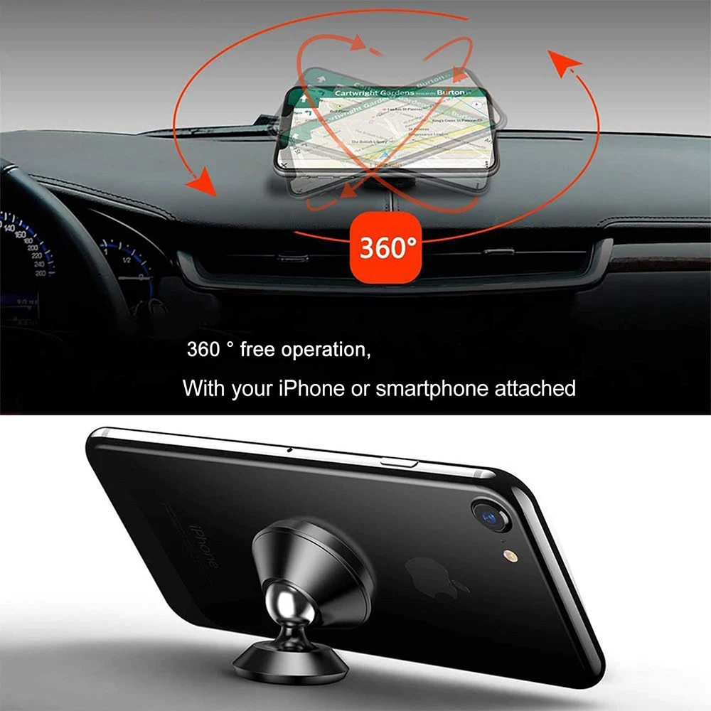 Magnetické Telefón Držiak Univerzálny Auto Telefón Držiak na Palubnú dosku 360-Stupňový Nastaviteľný Držiak pre GPS, iPhone, Samsung 1