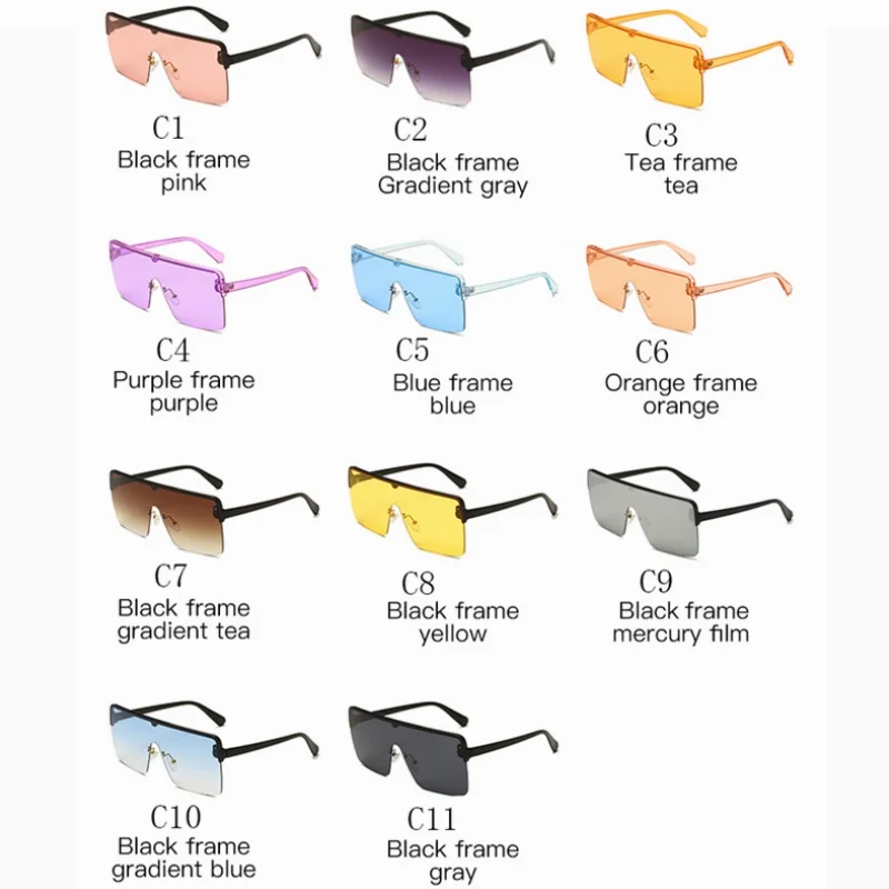 Móda Flat Top Námestie Nadrozmerné Okuliare Ženy Muži Okuliare Značky Luxusné Slnko Dizajnér Gradient Okuliare Gafas De Sol Hombre Mo 0