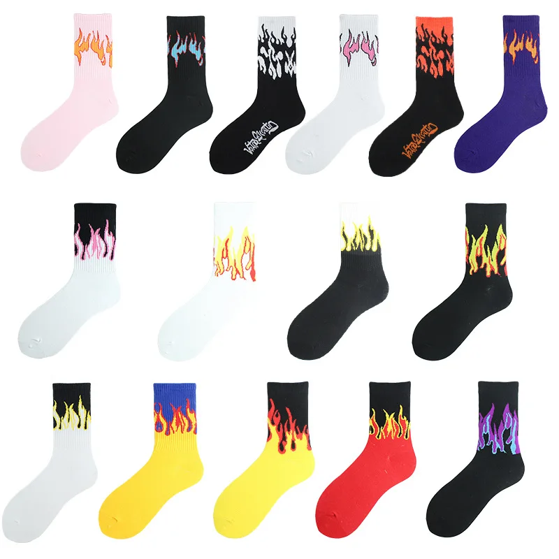Trend Harajuku štýl plameň trubice bavlnené ponožky Európskych a Amerických ulice, hip-hop, skateboard pánske a dámske športové ponožky 3