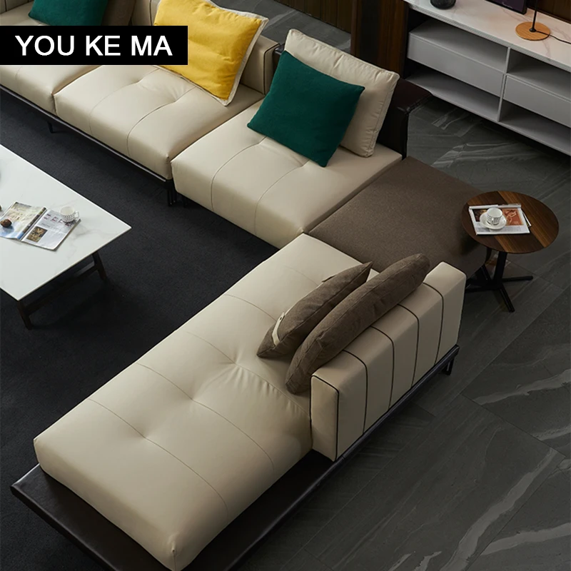 Minimalistický kožená sedačka prvá vrstva cowhide Nordic moderný minimalistický obývačke francúzsky luxusné high-end vstup Lux nábytok 4