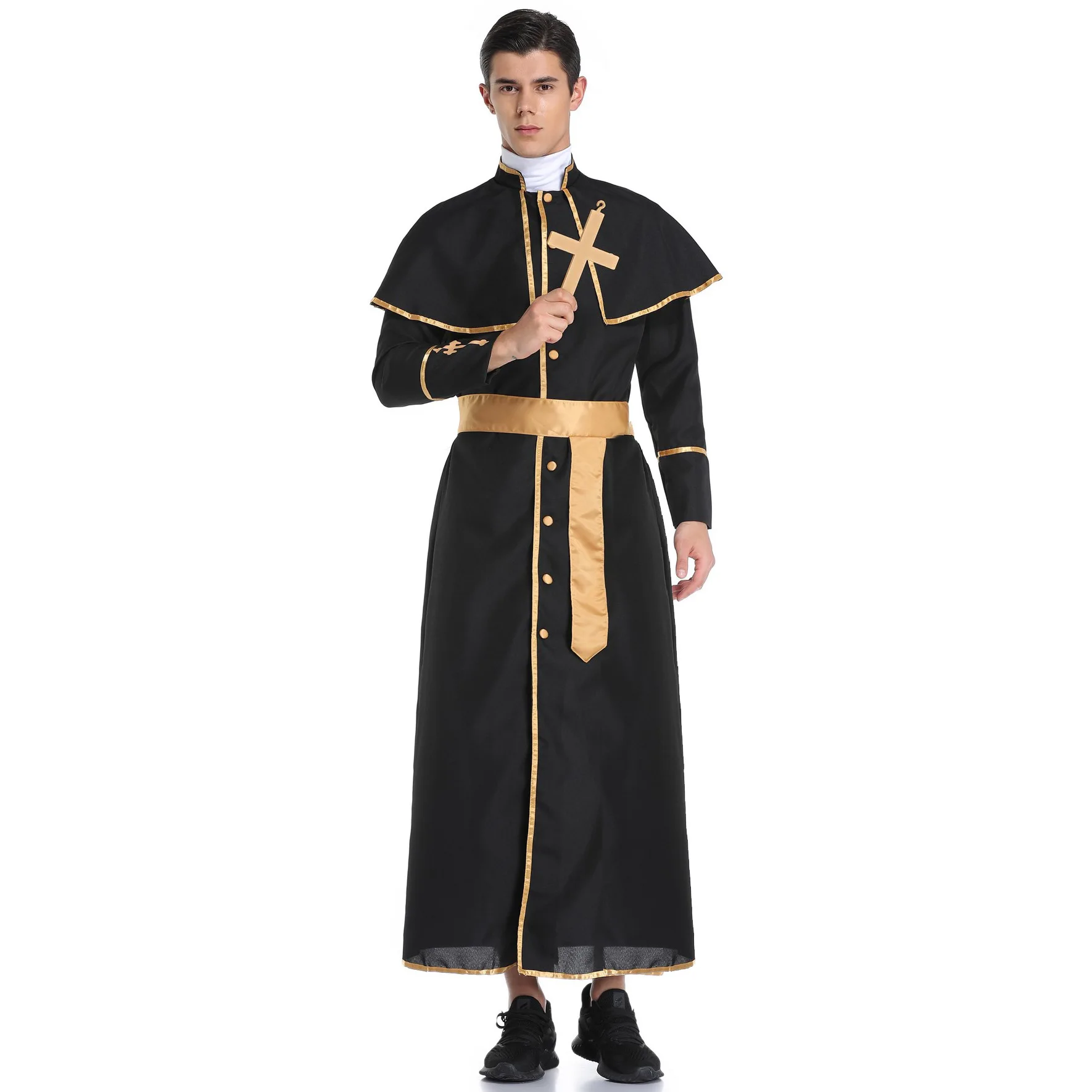 Halloween Pastor Kostým Oblečenie Maškaráda Misionár Župan Mužov Výkon Nosenie 0