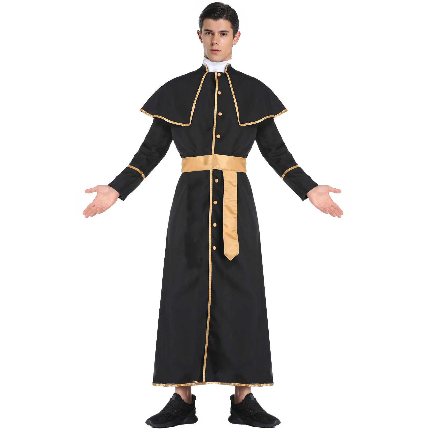 Halloween Pastor Kostým Oblečenie Maškaráda Misionár Župan Mužov Výkon Nosenie 3