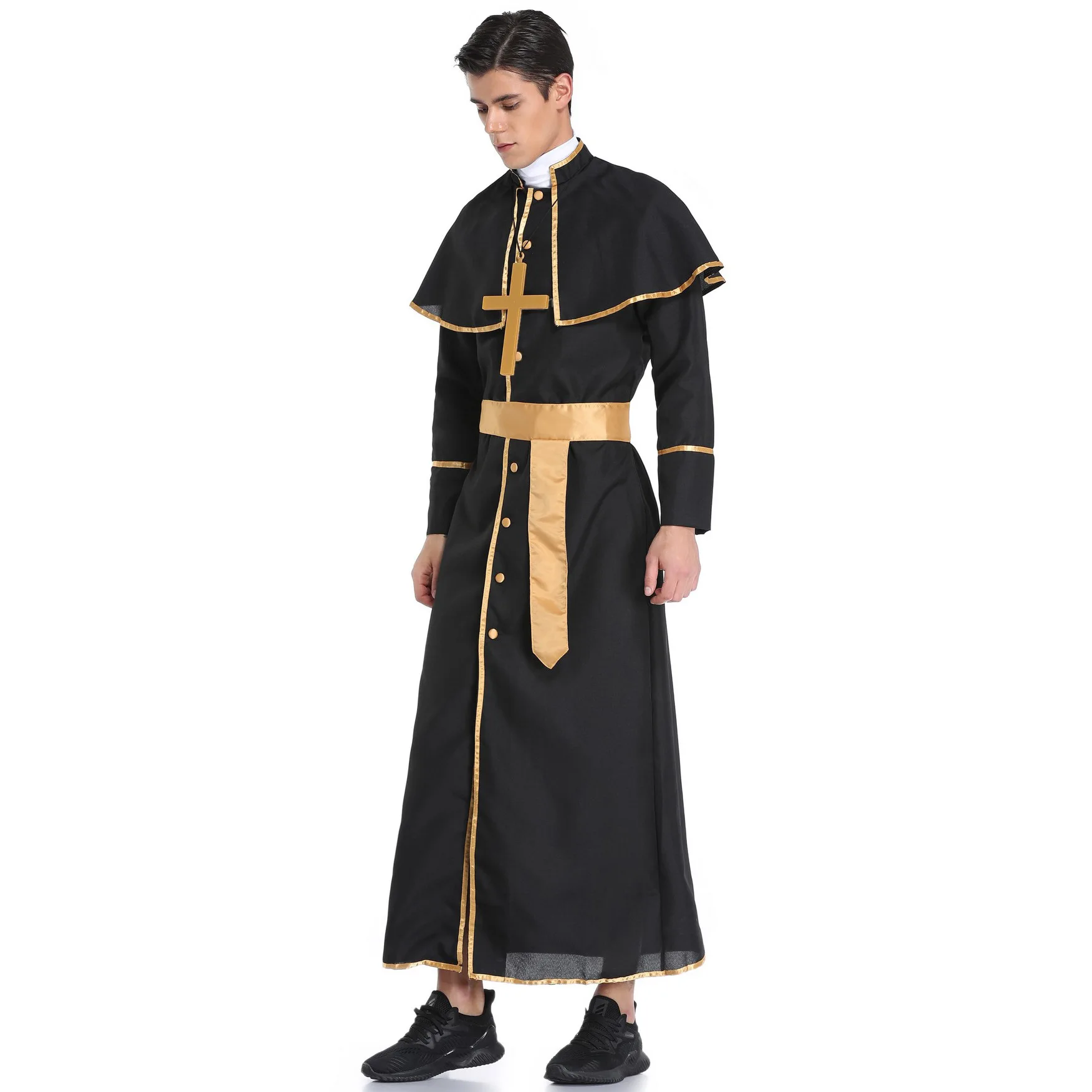 Halloween Pastor Kostým Oblečenie Maškaráda Misionár Župan Mužov Výkon Nosenie 4