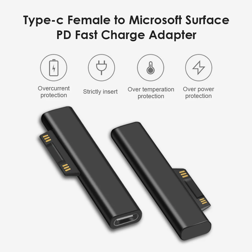 15V/3A, USB, C Ženské PD Rýchle Nabíjanie Konektor Converter pre Microsoft Surface Pro 3 4 5 6 Ísť Povrchu Knihy 1 2 3 Typ C Napájací Adaptér 4