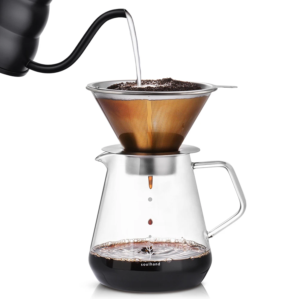 800ml Sklo Kávu, rýchlovarná Kanvica Cafetera Brewer Zalejeme kávovar Hot Pot Dripper, Barista, s Nerez Filter/Lopatka Jedáleň 3
