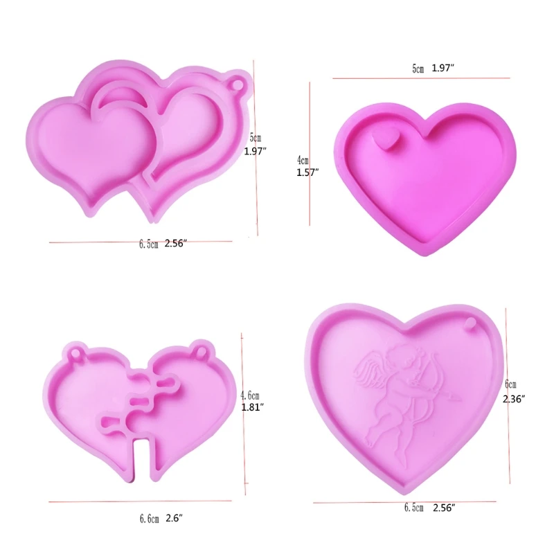 8 Ks/Set Láska Srdce Keychain Epoxidové Živice Formy Náhrdelník s Príveskom, Silikónové Formy DIY Remesiel Ozdoby, Šperky, Náušnice Nástroj 3