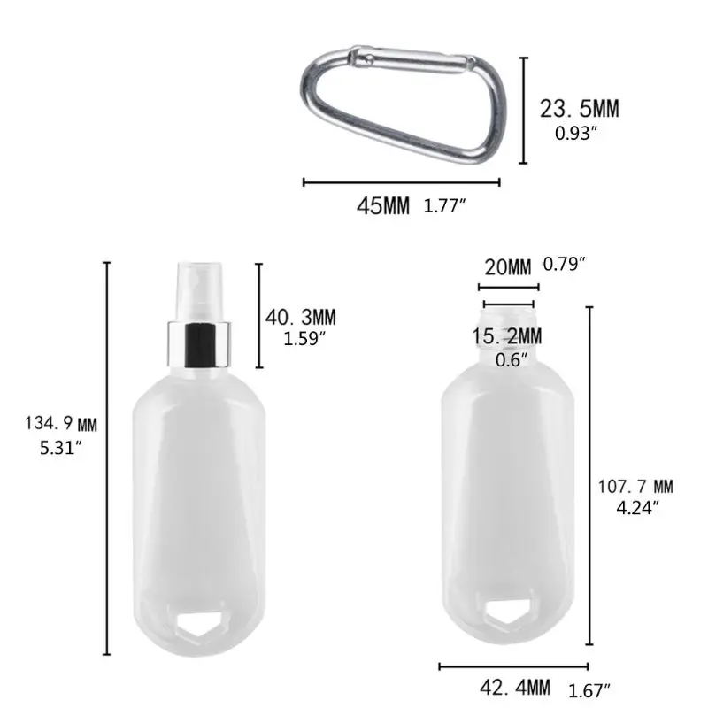 5 ks 50ml Prenosný Mini Alkoholu Spreji Hand Sanitizer Keychain Fľaše 3