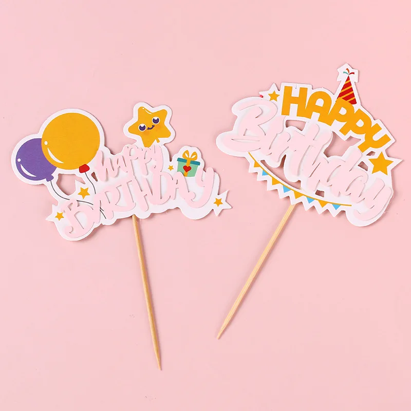 Roztomilý Balóny Happy Birthday Cake Vňaťou Kreslených Hviezd Cupcake Vňaťou pre Deti Detská Narodeninová Párty Dezert Cake Dekorácie 0