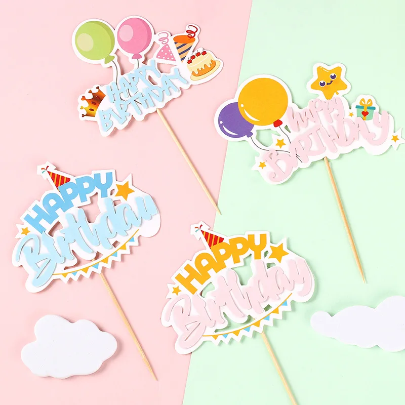 Roztomilý Balóny Happy Birthday Cake Vňaťou Kreslených Hviezd Cupcake Vňaťou pre Deti Detská Narodeninová Párty Dezert Cake Dekorácie 4