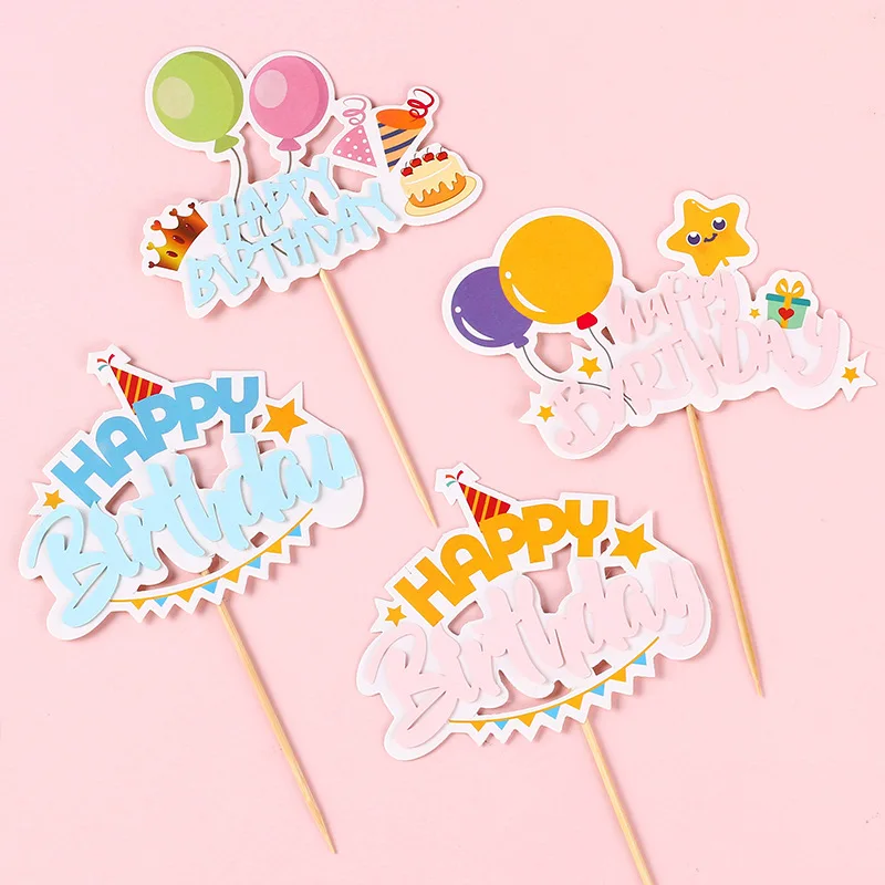 Roztomilý Balóny Happy Birthday Cake Vňaťou Kreslených Hviezd Cupcake Vňaťou pre Deti Detská Narodeninová Párty Dezert Cake Dekorácie 5