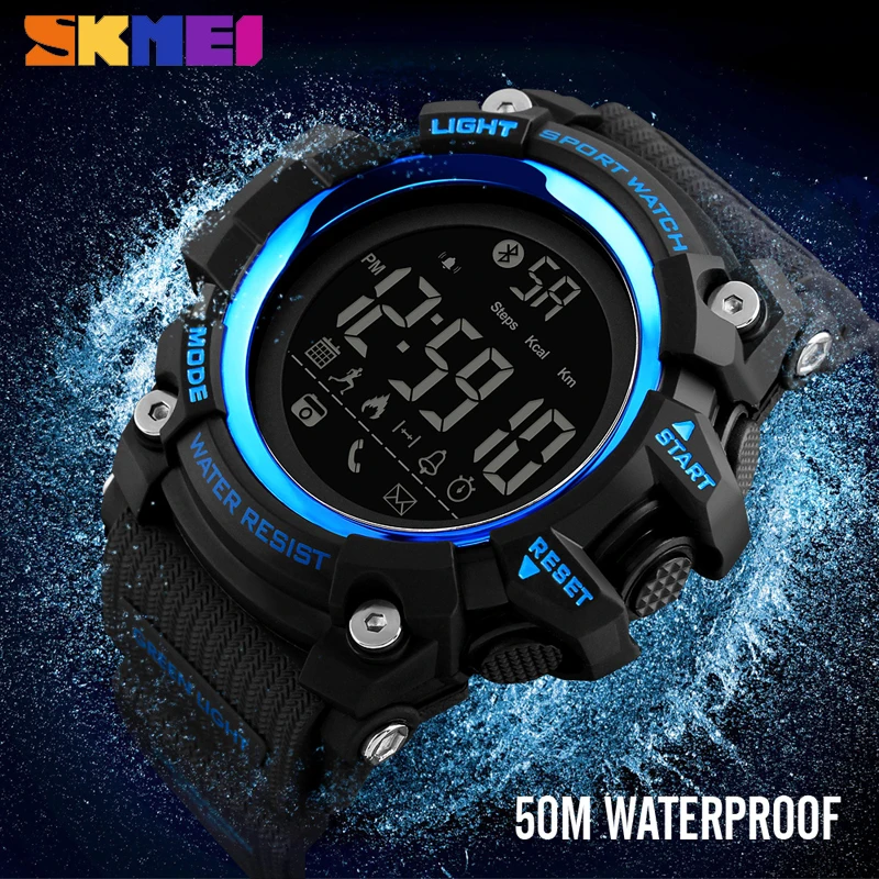 SKMEI Bluetooth Smart Hodinky Značky Krokomer Kalórií Digitálne Športové Hodiny Vojenské Nepremokavé Mužov Náramkové hodinky relogio inteligente 0