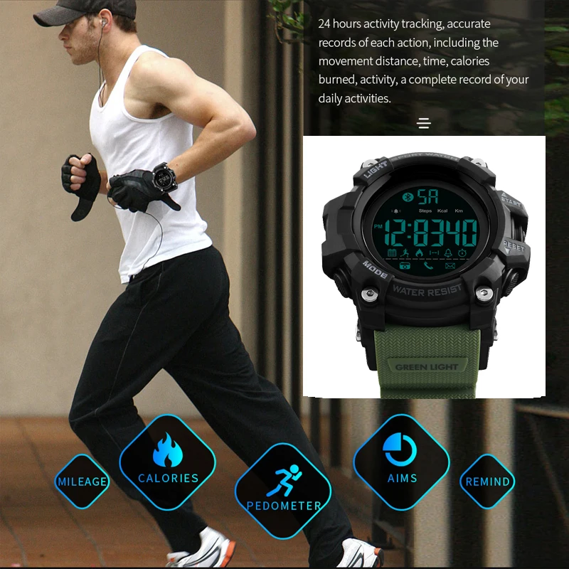 SKMEI Bluetooth Smart Hodinky Značky Krokomer Kalórií Digitálne Športové Hodiny Vojenské Nepremokavé Mužov Náramkové hodinky relogio inteligente 1