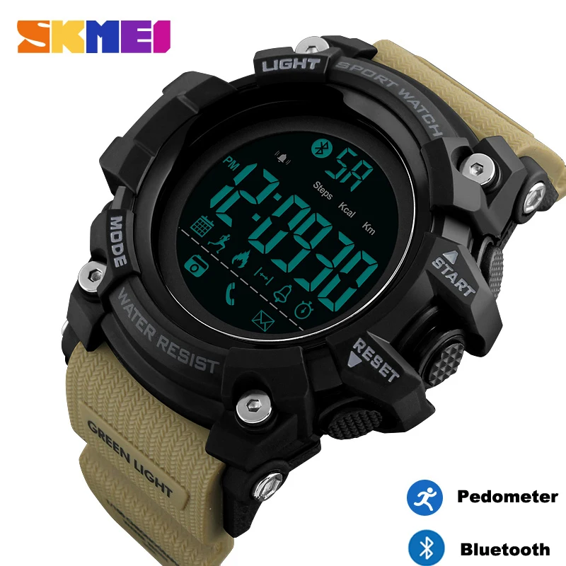 SKMEI Bluetooth Smart Hodinky Značky Krokomer Kalórií Digitálne Športové Hodiny Vojenské Nepremokavé Mužov Náramkové hodinky relogio inteligente 5