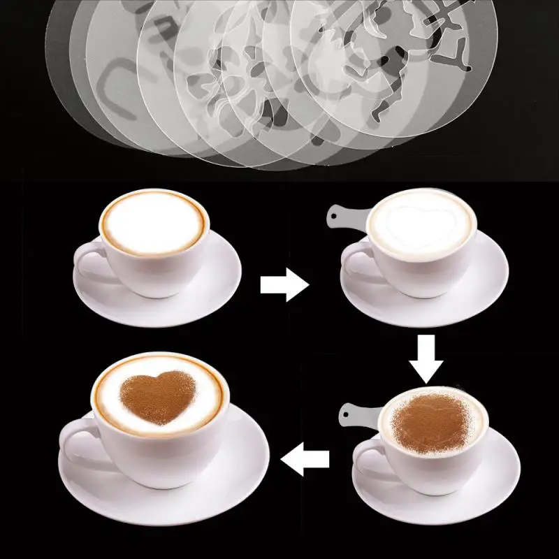 Káva Blany Chuť Kávy Tlač Model Kávy Blany Pohár Pena Spray Tortu Blany Kávy Kreslenie Cappuccino Dekor Formy 0
