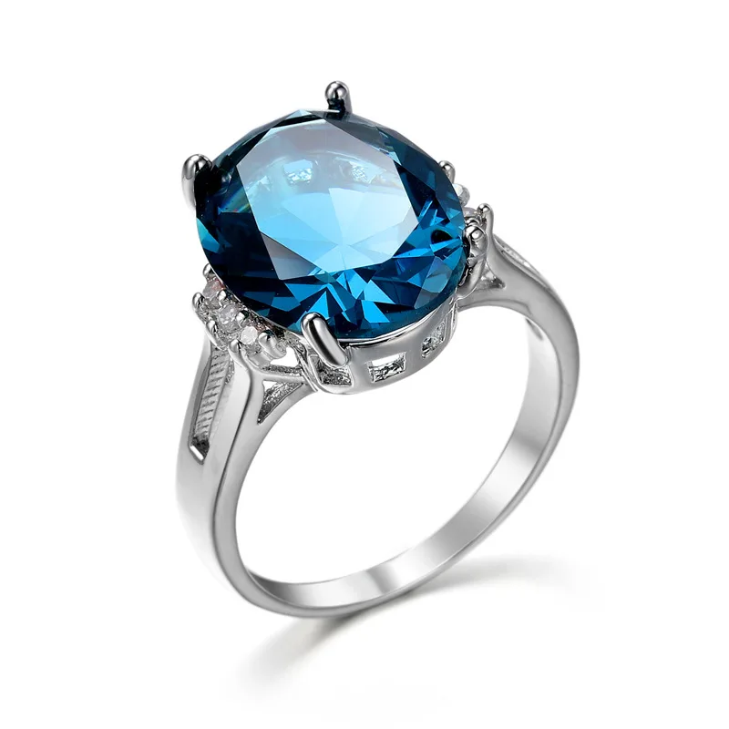 Anillos Yuzuk Drahokam Prstene Pre Ženy, Dievčatá Pevné 925 Sterling Silver Zapojenie BlueTopaz Sapphire Krúžok Veľkoobchod 1