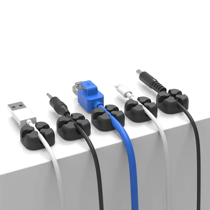 10 Ks Silikónové USB Kábel Organizátor Kábel Winder Ploche Upratané Riadenia Klipy Kábel Držiak na Myši, Slúchadlá Drôt Organizátor 3