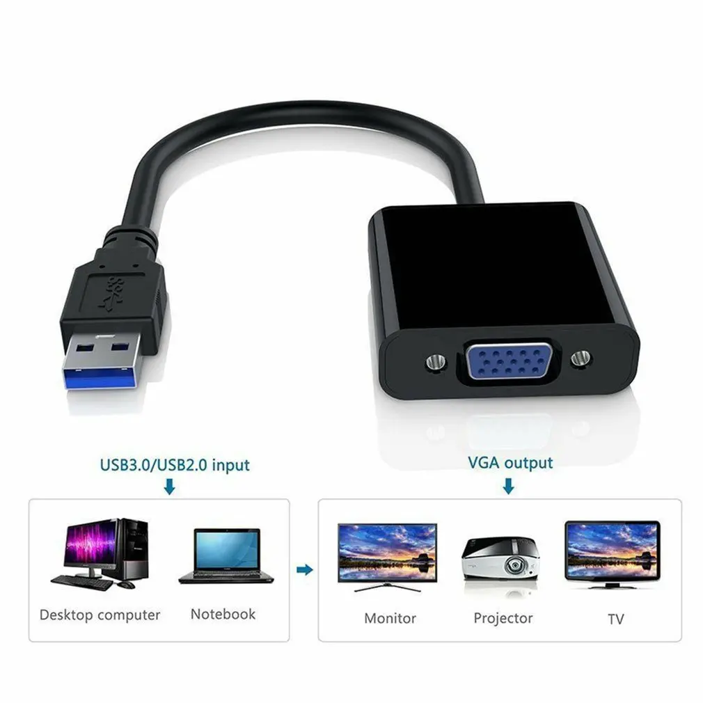 Premium USB 2.0/3.0 Na VGA Multi-Displej Adaptér, Externý Prevodník Video Grafická Karta Prenosné USB Konvertor VGA 0