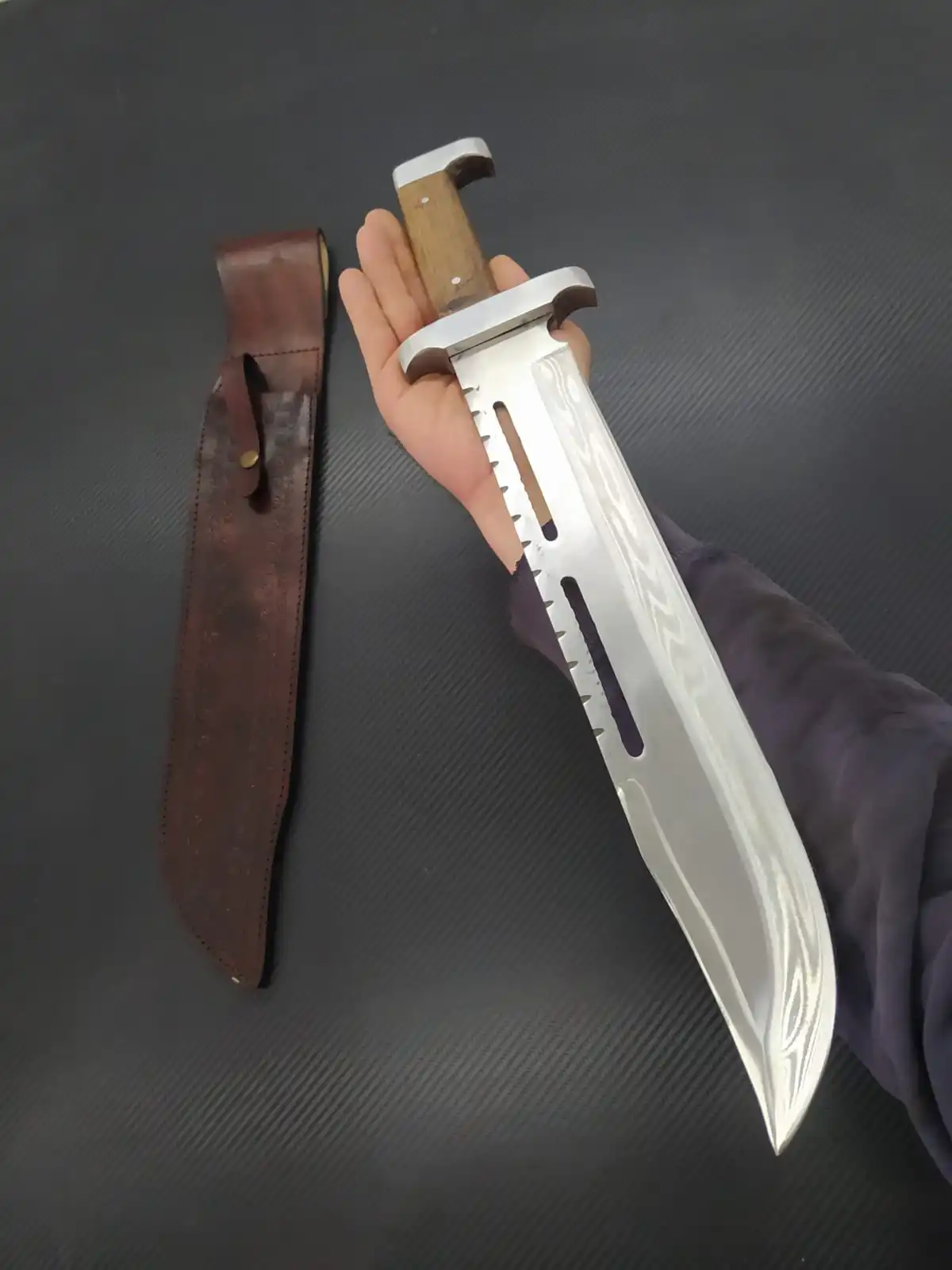 Drevo rukoväť veľký rambo noža bowie,nôž na vonkajšie,prežitie defenzívne taktické pevný nôž, 5