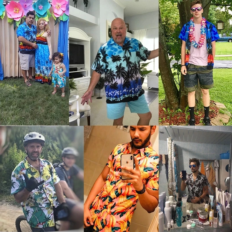 FORUDESIGNS Pláži Košele pánske Letné Prázdniny Camisas Para Hombre Poly Samoa Vytlačené Krátky Rukáv Tlačidlo Nadol Havajské Košele 0