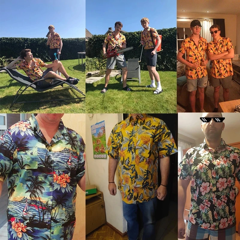 FORUDESIGNS Pláži Košele pánske Letné Prázdniny Camisas Para Hombre Poly Samoa Vytlačené Krátky Rukáv Tlačidlo Nadol Havajské Košele 1