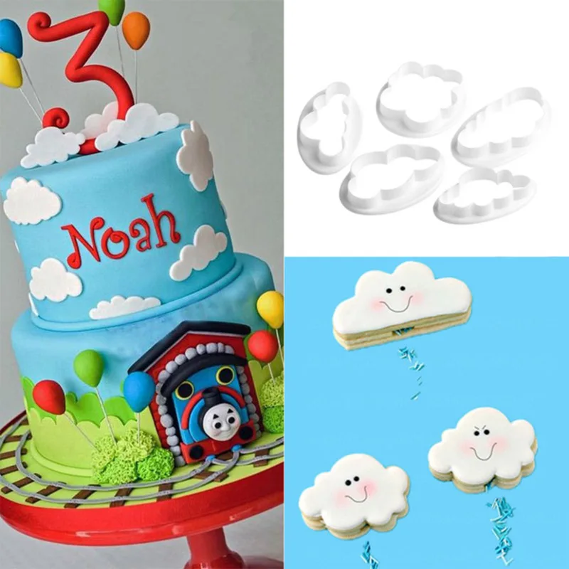 5 KS/Set Cloud Tvar Cookie Cutter Zákazku 3D Vytlačené Fondant Cookie Cutter Biscuit Formy Na Tortu Zdobenie Nástroje 2020 Nové 4
