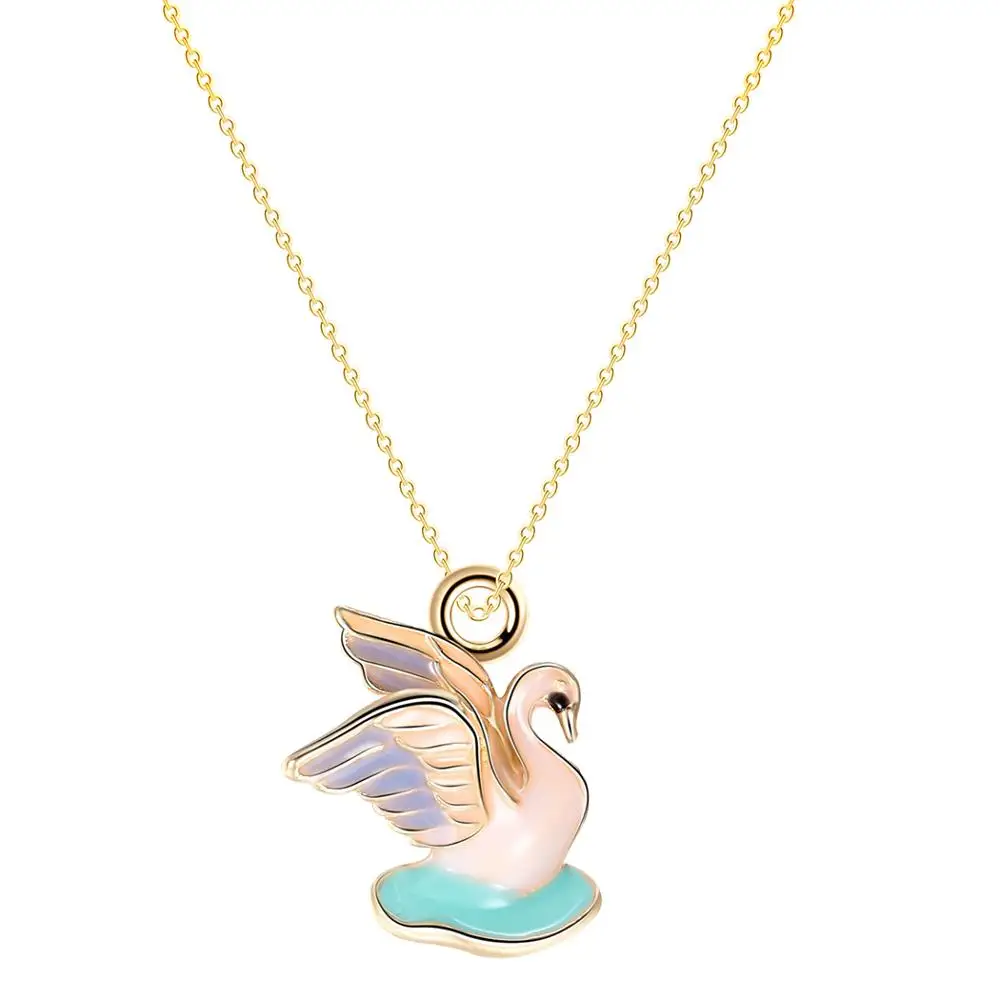 QIAMNI Elegantné Farebné Zvierat Swan Prívesok Náhrdelník Choker pre Dievčatá, Ženy, Narodeniny Milenca Darček Vyhlásenie Príslušenstvo Šperky 2