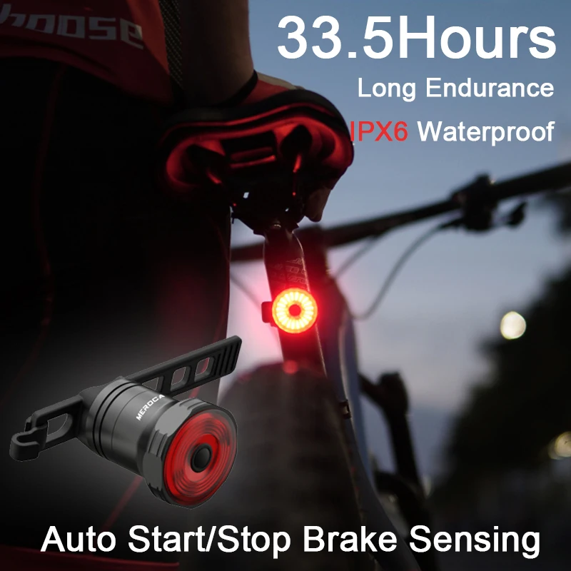 Cyklistické Svetlo IPx6 Nepremokavé USB Nabíjanie Svetlo na Bicykel Flash Chvost Zadné stropné Svetlá na Horách Auto Štart/Stop Brzdy Snímanie 1