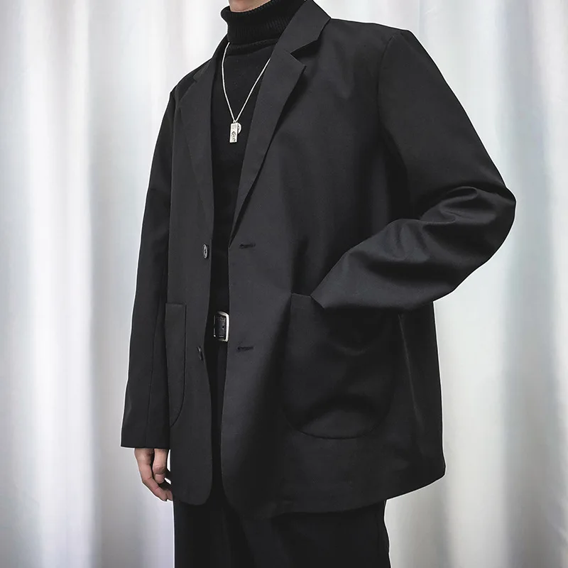 2021 Nové Mužov Ležérne Sako Sako Muž Ženy Japonsko Kórea Streetwear Retro Móda Voľné Vyhovovali Kabát Vrchné Oblečenie 3