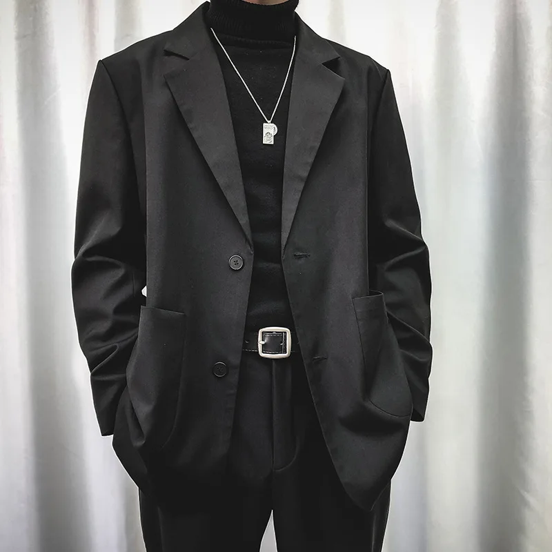 2021 Nové Mužov Ležérne Sako Sako Muž Ženy Japonsko Kórea Streetwear Retro Móda Voľné Vyhovovali Kabát Vrchné Oblečenie 4