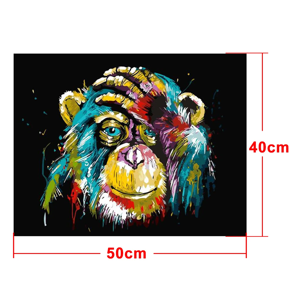 Frameless DIY olejomaľba Farebné Orangutan Maľovanie Podľa Čísel pre Začiatočníkov 0