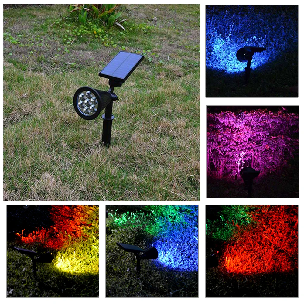 7 LED Solárne Záhradné Lampy Farebné Pozornosti Vonkajšie Trávnik Krajiny Svetlá Stena Spot Lampy Solárne Led osvetlenie Vonkajšie 3