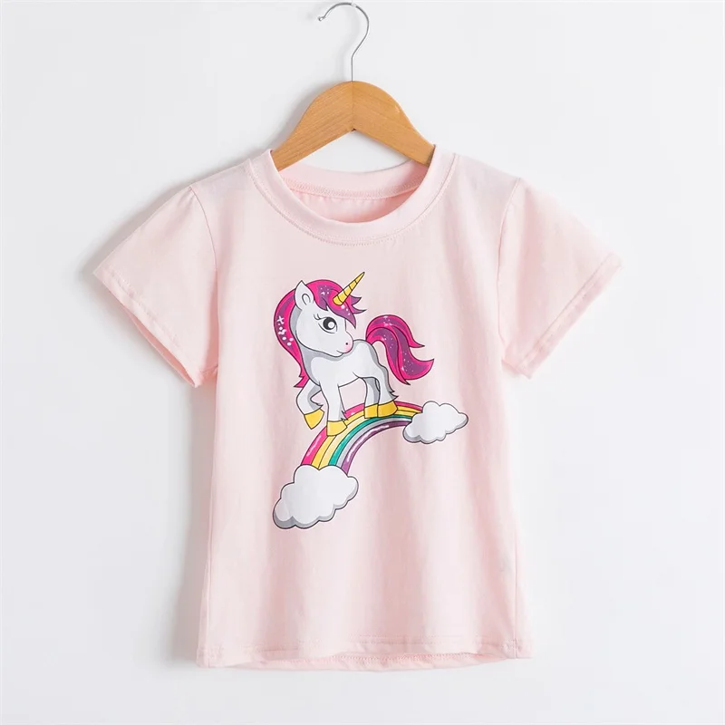 2021 Nové Letné Chlapci T-Shirt Módny Vzor Deti T Shirt Dievčatá Bavlna Krátke Rukávy Topy Unisex Jednorožec Tees Deti Oblečenie 1