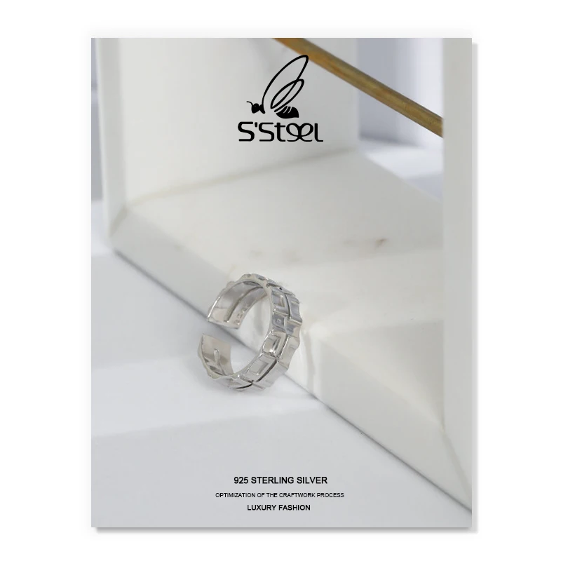S'STEEL Geometrické Žien Krúžok 925 Sterling Silver Dizajnér Minimalistický Personalited Otvoriť Krúžok Bijoux Femme 2020 Jemné Šperky 0