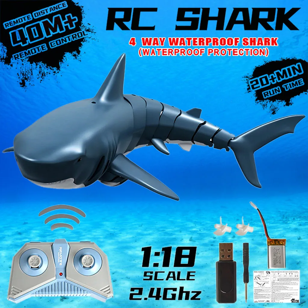 Nepremokavé Rádiové Diaľkové Ovládanie Elektronické Shark Ryby Loď Odolné 4 Kanál pod vodou Hračka na Kreatívne Deti Darčeky детские игрушки 0