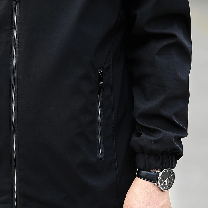 Gman Klobúk Odnímateľný Outwear Zips Uzavretie jednofarebné pánske Bežné Bunda s Kapucňou Kabát M-5XL Black Navy Šedé Oblečenie 2186 2