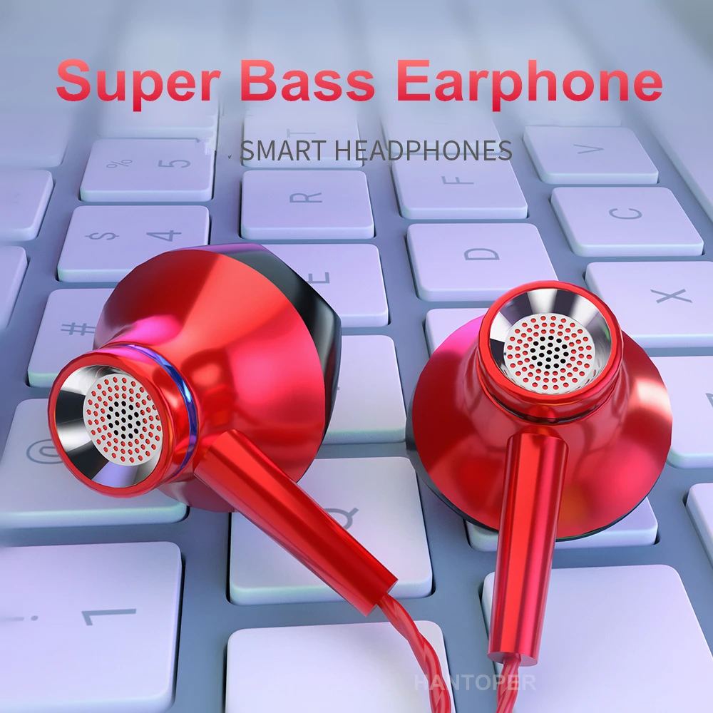 HANTOPER Profesionálne Kovové Káblové Slúchadlá V Uchu Slúchadlá 3,5 mm Heavy Bass Kvalitu Zvuku, Hudby, Športu Headset Pre iPhone Xiao 5