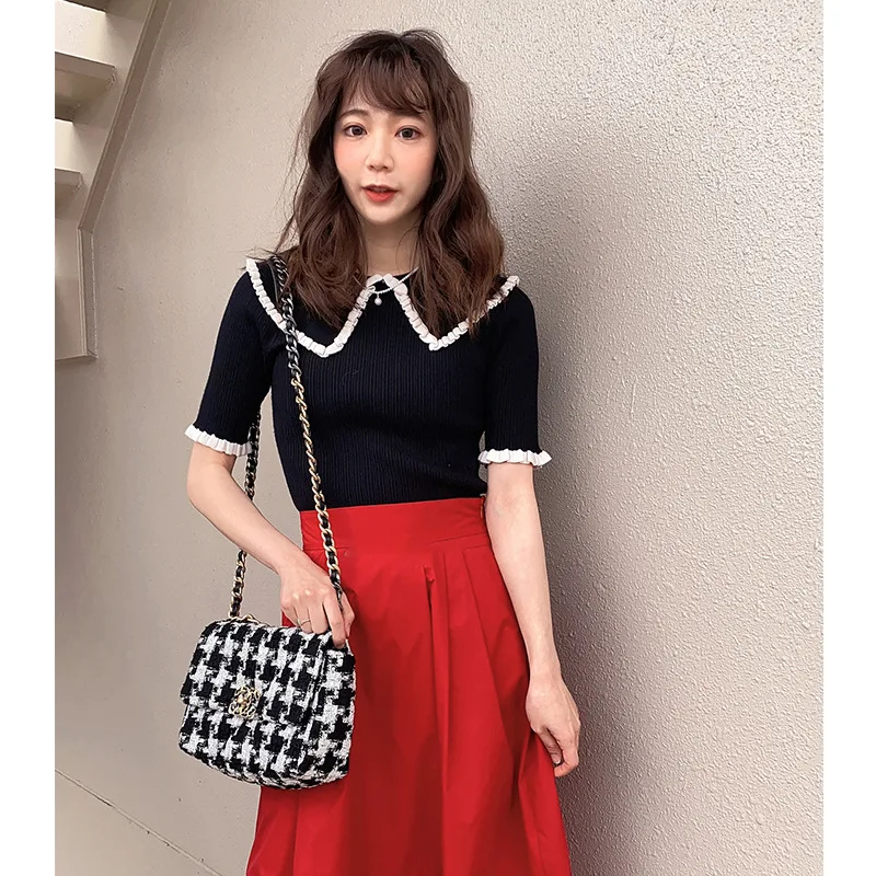 2021 jar nový produkt Japonský farbou späť elastické jednoduché mid-dĺžka sukne ženy 0
